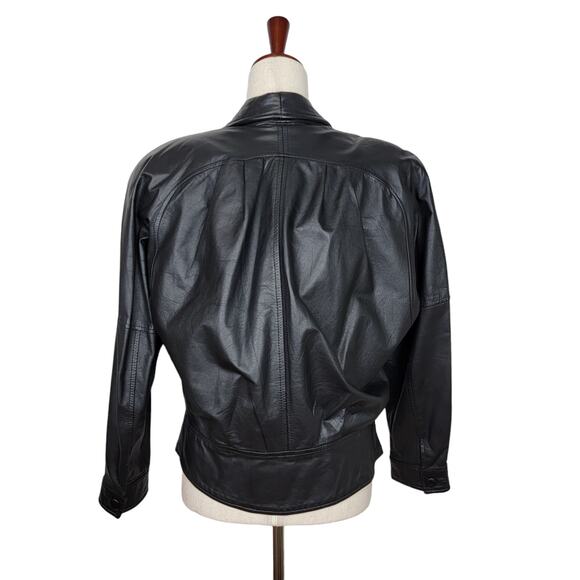 Byrnes & Baker 80s 90s Style Black Leather Jacket Style #1746 - Size S - Picture 4 of 6